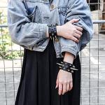 Manfnee Punk Spike Leather Gothic Choker & Bracelet