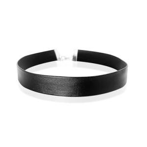 Black Adjustable Leather Choker Necklace for Women