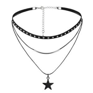 Goth Velvet Lace Choker with Star Pendant
