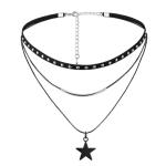 Goth Velvet Lace Choker with Star Pendant