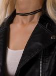 Goth Hippie Black Faux Leather Choker Necklace