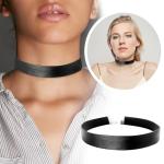Black Adjustable Leather Choker Necklace for Women