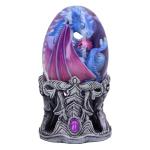 Water Elemental Dragon Egg Figurine in Silver/Purple/Blue