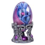Water Elemental Dragon Egg Figurine in Silver/Purple/Blue