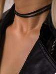 Goth Hippie Black Faux Leather Choker Necklace
