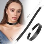 Black Adjustable Leather Choker Necklace for Women