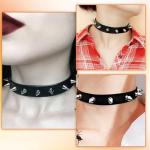 Black Studded Choker with Spike Rivets