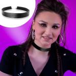 Black Adjustable Leather Choker Necklace for Women