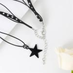Goth Velvet Lace Choker with Star Pendant