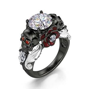 Heart Cut Diamond Skull Ring in Sterling Silver