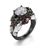 Heart Cut Diamond Skull Ring in Sterling Silver