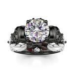 Heart Cut Diamond Skull Ring in Sterling Silver