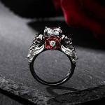 Heart Cut Diamond Skull Ring in Sterling Silver