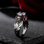 Heart Cut Diamond Skull Ring in Sterling Silver