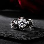 Heart Cut Diamond Skull Ring in Sterling Silver