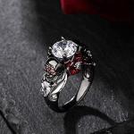 Heart Cut Diamond Skull Ring in Sterling Silver