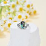 Gothic Skull Ring with Abalone Shell for Women