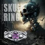 Gothic Skull Open Ring with Black Crystal