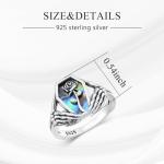 Gothic Skull Ring with Abalone Shell for Women