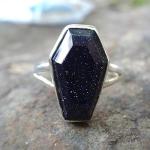 Blue Sunstone Gothic Ring in 925 Silver