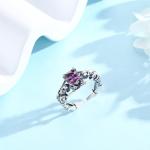 Gothic Skull Open Ring with Black Crystal