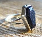 Blue Sunstone Gothic Ring in 925 Silver