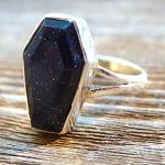 Blue Sunstone Gothic Ring in 925 Silver