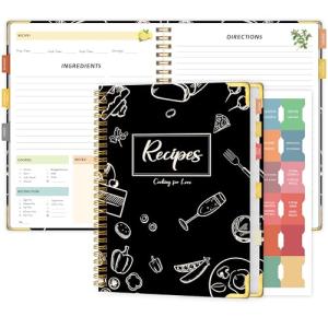 Personalized Recipe Book with Tabs and Stickers