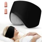Adjustable Sleep Mask with Ear Protection, Black