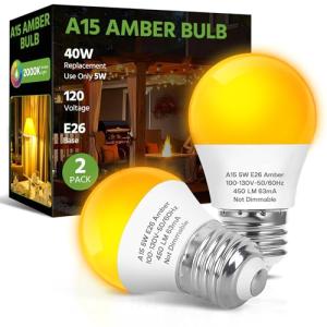 Energy-Saving LED Amber Light Bulbs - 2 Pack