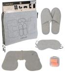 Travel Comfort Kit: Blanket, Pillow, Slippers, Eye Mask