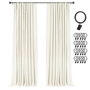 Light Cream 100% Blackout Curtains 102" 2 Panels