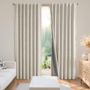 Joydeco 100% Blackout Natural Linen Curtains