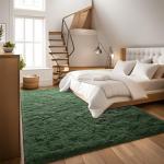 Soft Plush Dark Green Bedroom Rug, 4x6 Feet