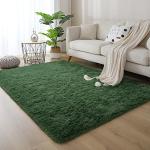 Soft Plush Dark Green Bedroom Rug, 4x6 Feet