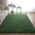 Soft Plush Dark Green Bedroom Rug, 4x6 Feet