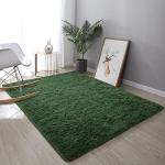 Soft Plush Dark Green Bedroom Rug, 4x6 Feet