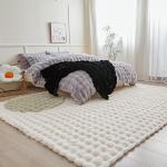 Fluffy White Rabbit Plush Area Rug for Bedroom