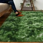 Soft Plush Dark Green Shag Rug for Kids