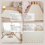 Fluffy White Rabbit Plush Area Rug for Bedroom
