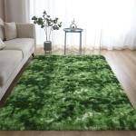Soft Plush Dark Green Shag Rug for Kids