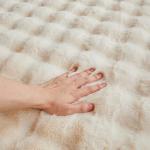Fluffy White Rabbit Plush Area Rug for Bedroom