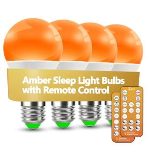 Amber Sleep Light Bulbs with Remote Control (4 Pack)