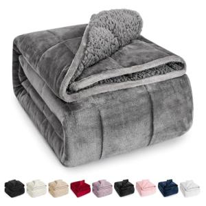 Wemore 15 lbs Dual-Sided Fleece Weighted Blanket