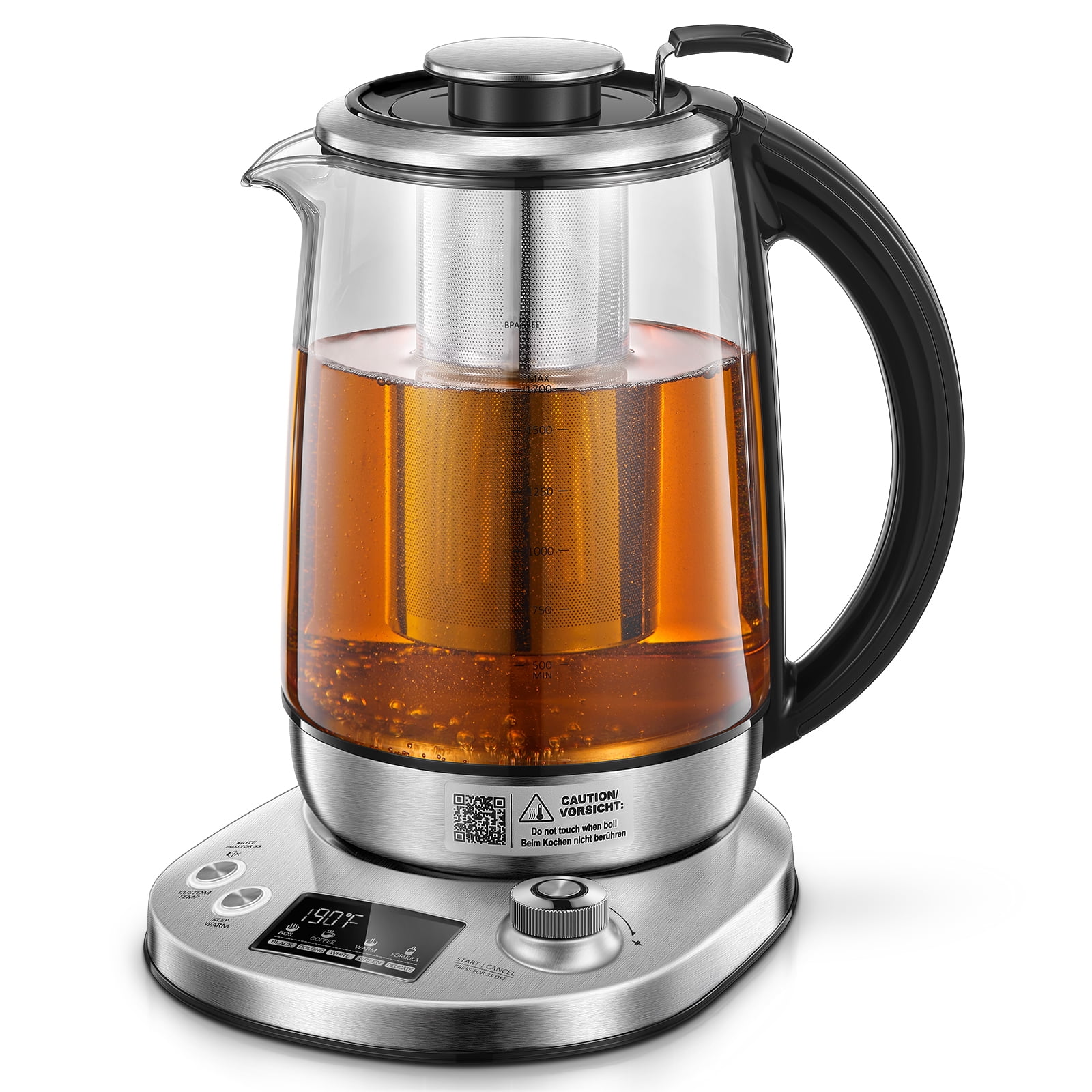 FOHERE Temperature Control Electric Tea Kettle 1.7L