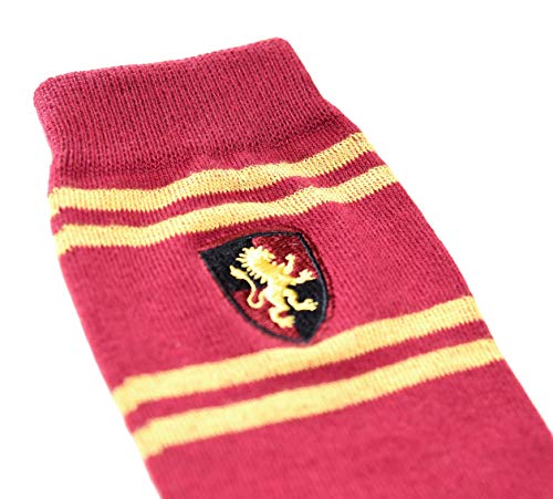 Gryffindor Striped Knee High Socks with Embroidered Crest