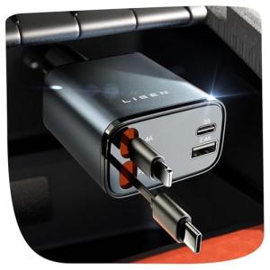LISEN 69W Retractable USB C Car Charger