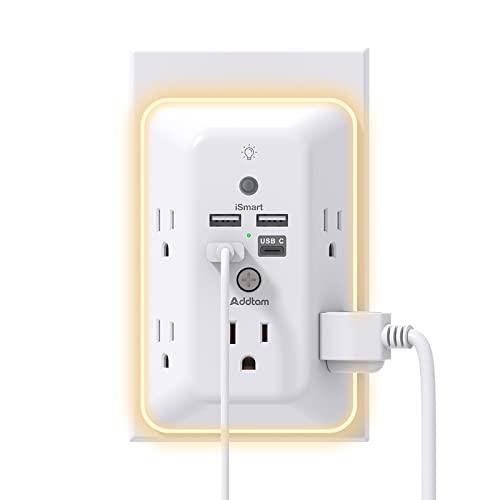 5-Outlet Surge Protector with USB Ports & Night Light