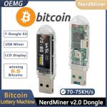 OEMGMINER New NerdMiner V2 USB Plug T-Dongle S3 Hashrate 70-75Kh/s with Display BTC Crypto Solo Lottery with Low Power Consumption - WiFi Connection