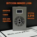 Bitcoin Miner LV06 BTC Solo Miner WiFi SHA-256 500GH/S BM1366 Asia SHIP Low Noise Lottery Machine Device Home Use